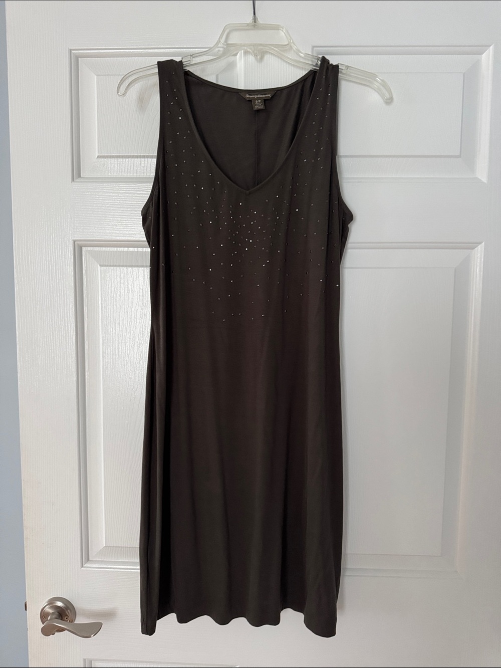 Tommy Bahama Brown Sleeveless V-Neck Midi Dress with Stud Accents